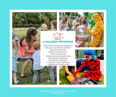 Įvairūs personažai vaikų šventėse