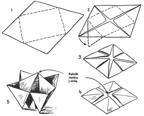Origami karūnos lankstymo schema