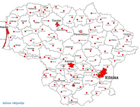Lietuvos žemėlapis su rodyklėmis, rodančiomis valstybinių institucijų pagalbą išieškojant alimentus