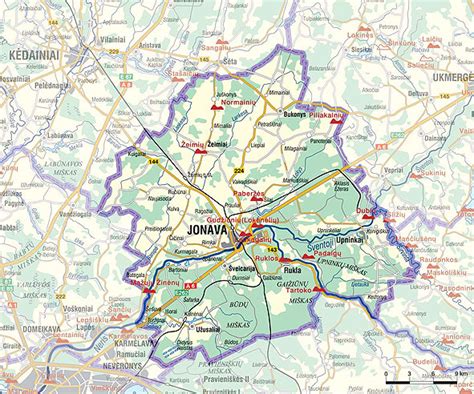 Jonavos krašto žemėlapis su pažymėtomis stovyklų vietomis