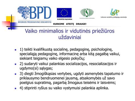Vaiko minimalios ir vidutinės priežiūros priemonių vykdymas