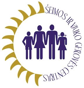 Sodros logotipas ir šeimos iliustracija