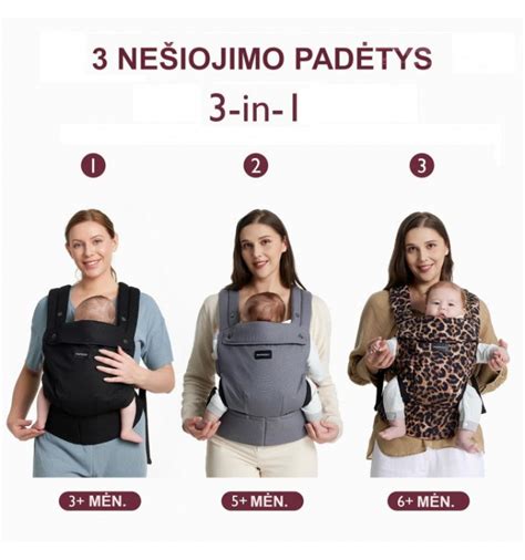 Įvairių tipų kūdikių nešynės: skara, Mei Tai, ergonominė nešioklė