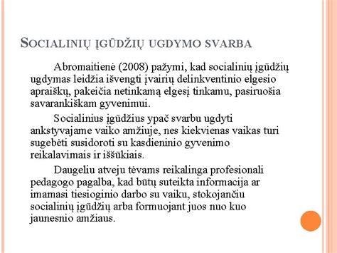 socialinių įgūdžių svarba