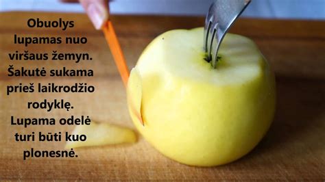 Obuolio paruošimas kepimui: plovimas, lupimas, sėklalizdžio pašalinimas