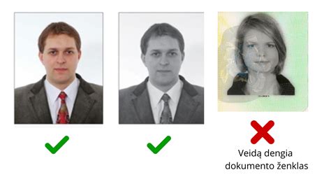 Pavyzdinė asmens dokumento nuotrauka su neutralia veido išraiška
