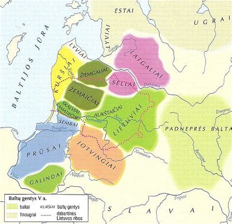 Baltų genčių žemėlapis istorinių laikų pradžioje