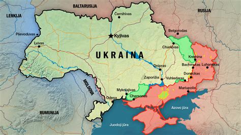 Ukrainos vizų reikalavimų žemėlapis Lietuvos piliečiams