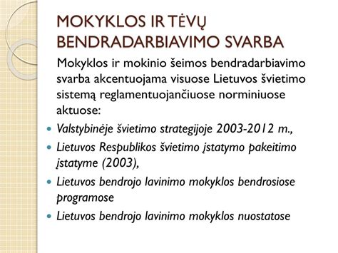 Tėvų bendradarbiavimo svarba