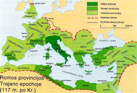 Senovės Romos imperijos žemėlapis ir valdovų portretai