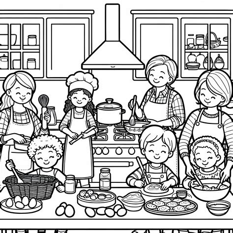 Vaikai kepa sausainius virtuvėje