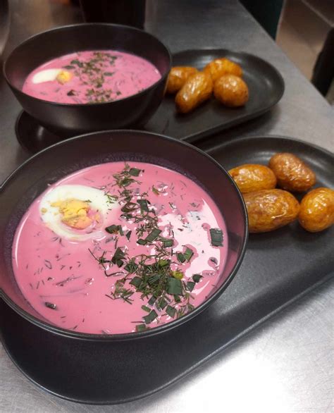 Šaltibarščiai su bulvėmis ir kiaušiniu