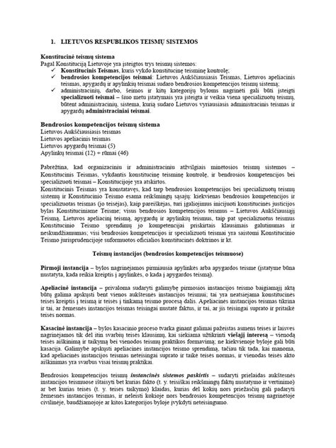 Lietuvos teismų sistemos schema ir nuosprendžių vykdymas