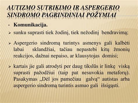 Aspergerio sindromo simptomai