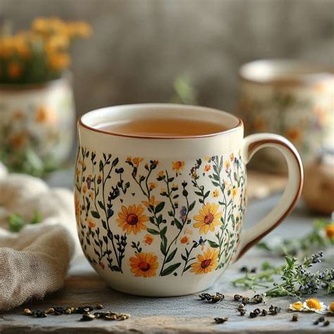 Arbatos puodelis su žolelėmis