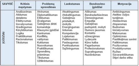 Charakterio savybių schema
