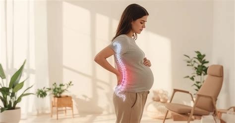 anatominė schema, rodanti dubens ir nugaros pokyčius nėštumo metu