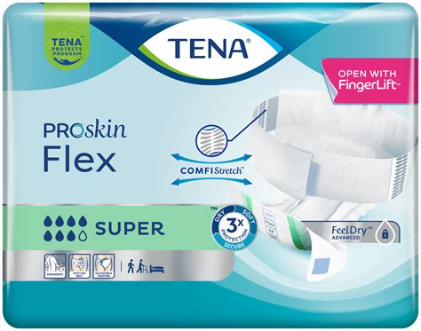 TENA Flex Plus sauskelnių pakuotė ir savybės