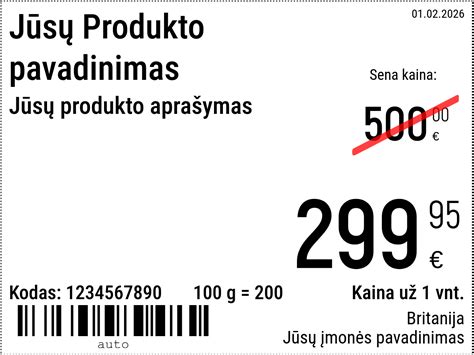 Etiketės su sudėtimi pavyzdys