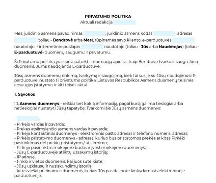 Privatumo politika ir saugumo simboliai