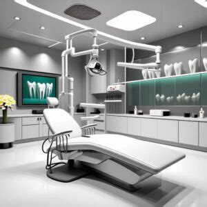 Šiuolaikinės odontologijos klinikos interjeras su modernia įranga