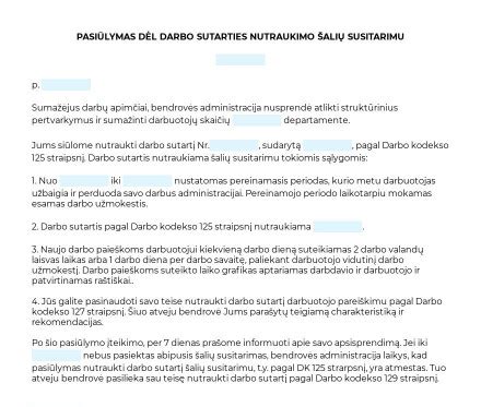 Teisinis dokumentas apie darbo sutarties nutraukimo apribojimus