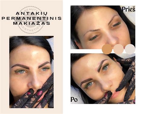 Antakių mikropigmentacijos technikos pavyzdžiai