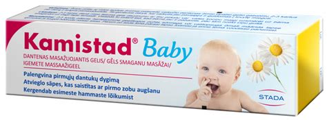 Šypsantis kūdikis su tėvais, pavaizduotas naudojant Kamistad Baby gelį