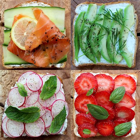 Įvairūs keptų sumuštinių variantai ant medinės lentelės