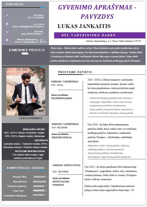 CV struktūros pavyzdys