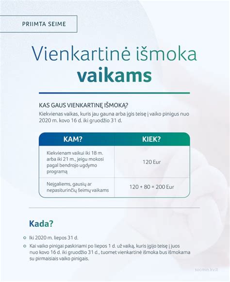 Vienkartinės išmokos gavimo sąlygos