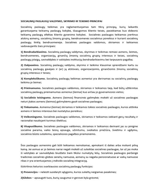 socialinių paslaugų įgalinimo principai