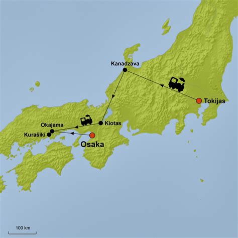 Japonijos žemėlapis su pažymėtu Tokijo Akihabaros rajonu