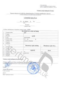 Gimimo liudijimo pavyzdys