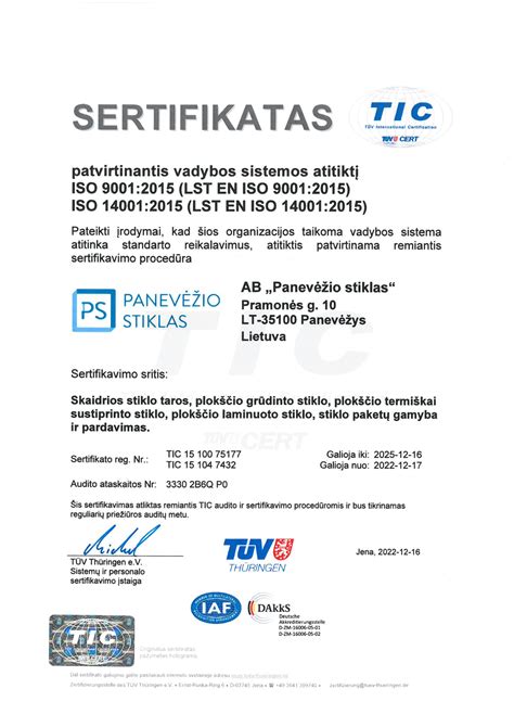 ISO sertifikatų logotipai arba kokybės kontrolės procesas