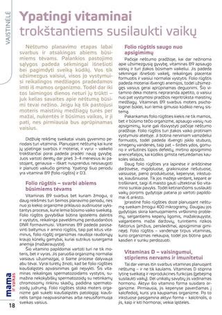 Lentelė: svarbiausi vitaminai nėštumo metu ir jų šaltiniai