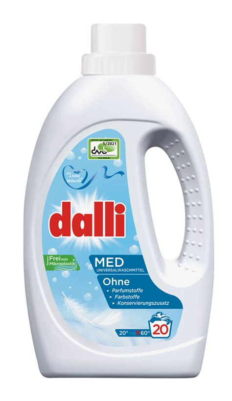 Dalli med skysto skaliklio pakuotė ir jo etiketė