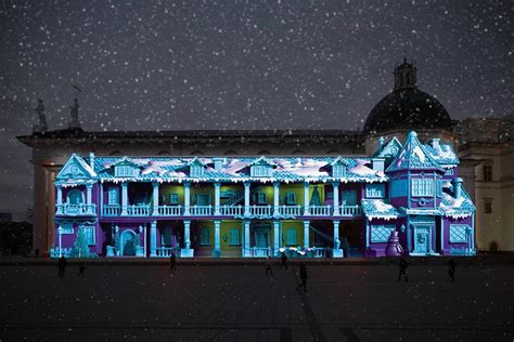 Vilniaus Arkikatedros fasadas su kalėdine 3D projekcija
