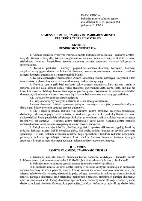 Asmens duomenų tvarkymo principai ir etapai