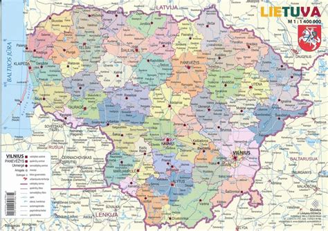 Lietuvos piliakalnių išsidėstymo žemėlapis