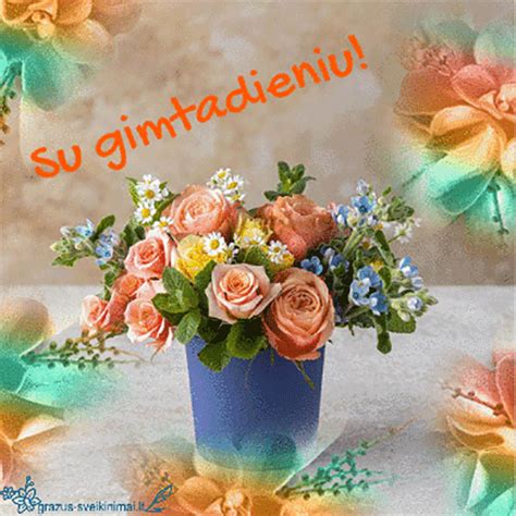 gimtadienio sveikinimai su gėlėmis