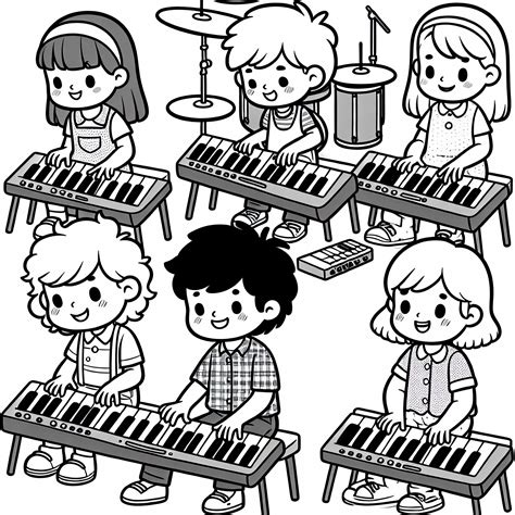 Linksmi vaikai dainuoja ir groja muzikos instrumentais