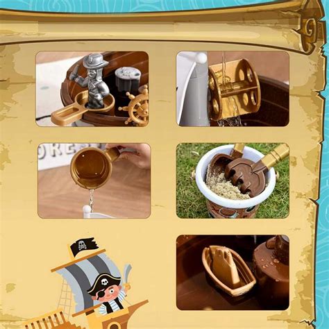 Stalas, padengtas piratų tematika su teminiais patiekalais