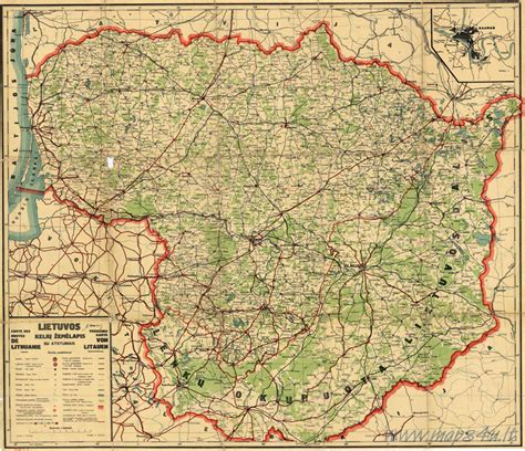 Senovinis Lietuvos žemėlapis su vietovardžiais