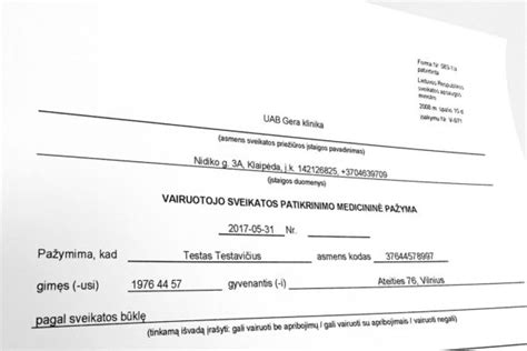 Medicininės pažymos forma 027/a pavyzdys