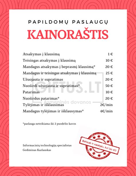 kainoraščio iliustracija