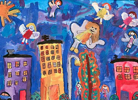 Vaikų piešiniai darželio aplinkoje