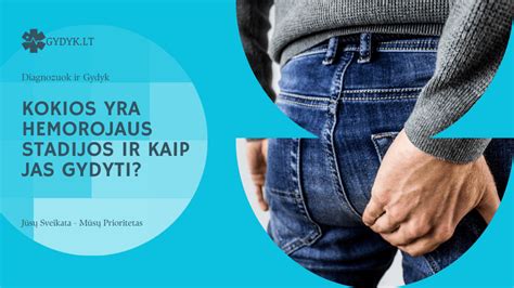 Diagrama, rodanti keturias hemorojaus stadijas ir jų pagrindinius požymius