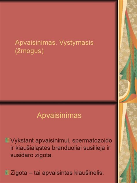 Apvaisinimas ir ankstyvasis embriono vystymasis