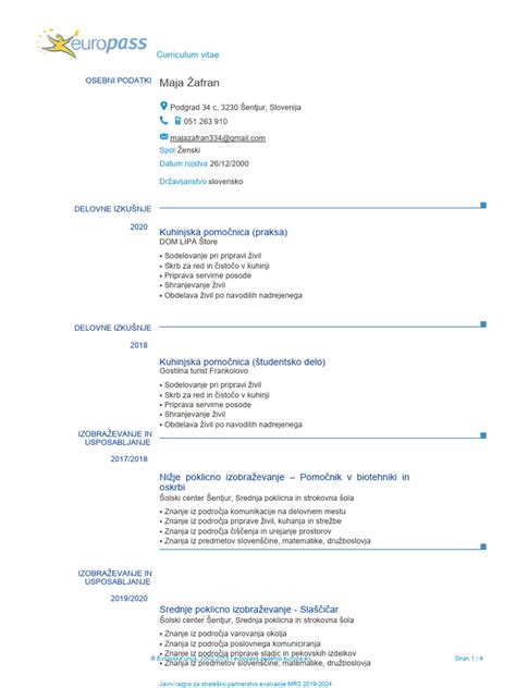 Europass CV šablonai